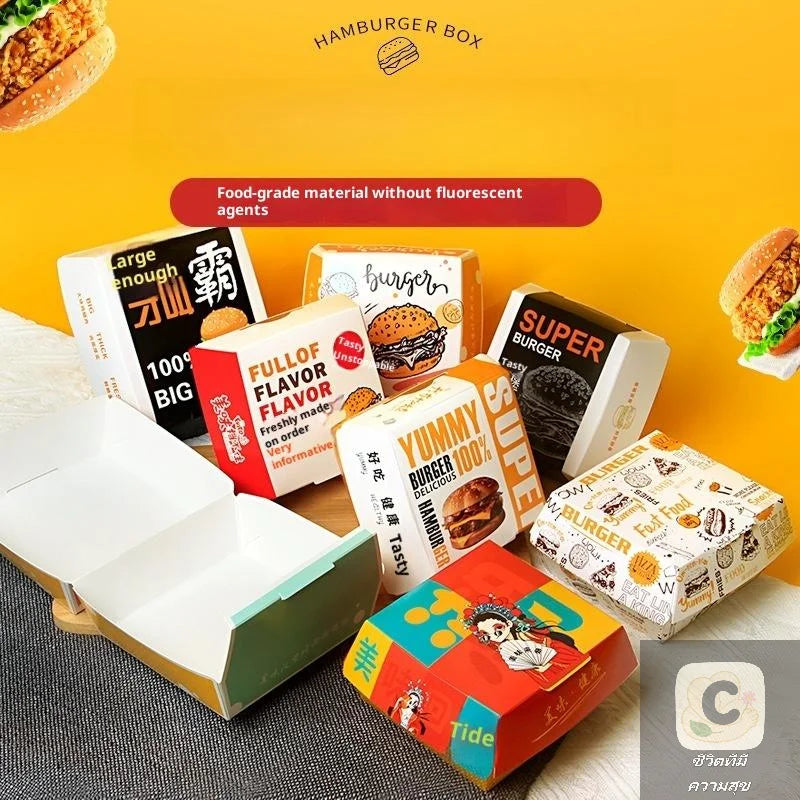 50/100 Stück Einweg-Burgerboxen 🍔 – Fettbeständige, lebensmittelechte Take-Away-Boxen für Fast Food