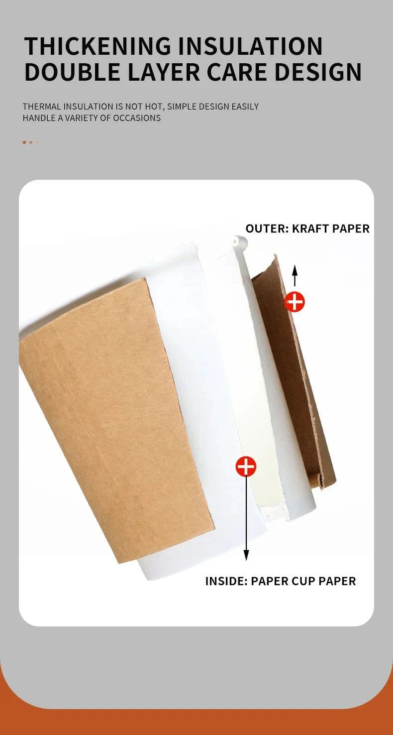 8–16oz Einweg-Kaffeebecher ☕ – Doppelwandige Kraftpapier-Becher mit Deckel für Heiß- & Kaltgetränke To-Go