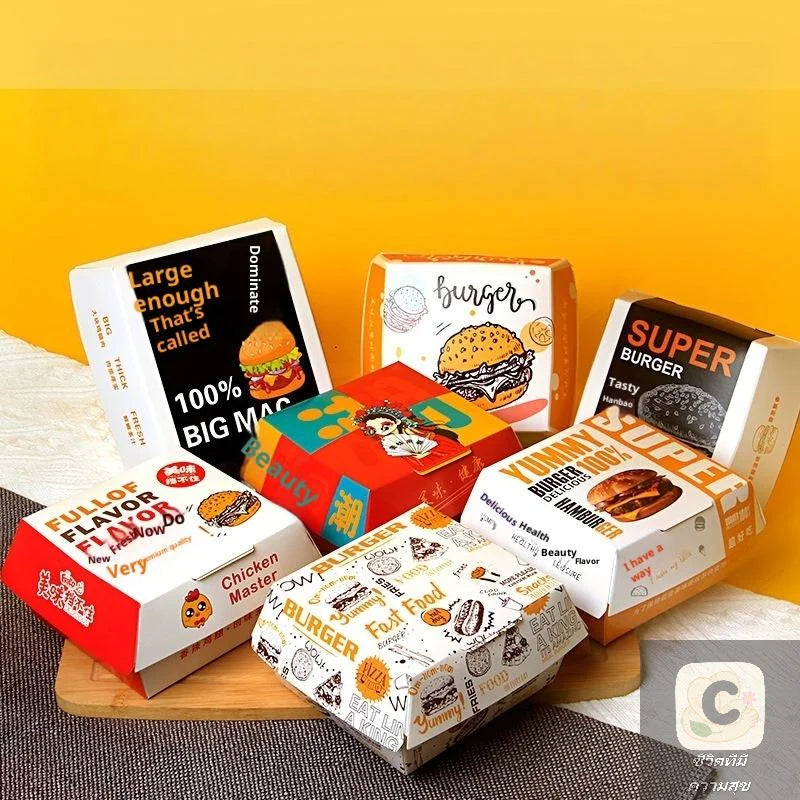50/100 Stück Einweg-Burgerboxen 🍔 – Fettbeständige, lebensmittelechte Take-Away-Boxen für Fast Food