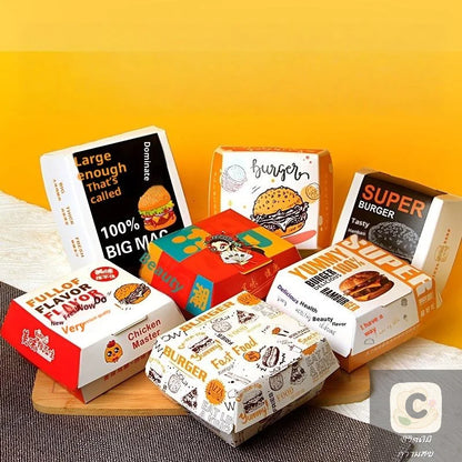 50/100 Stück Einweg-Burgerboxen 🍔 – Fettbeständige, lebensmittelechte Take-Away-Boxen für Fast Food
