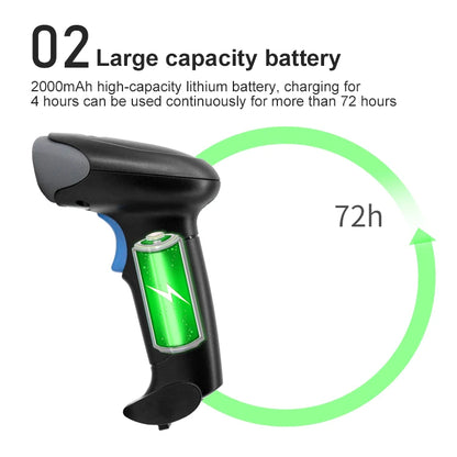 Kabelloser 2D/1D Barcode-Scanner 📡 – Bluetooth & USB QR-Code Handscanner für POS, Lager & Handel