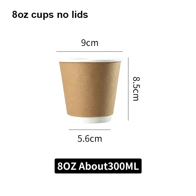 8–16oz Einweg-Kaffeebecher ☕ – Doppelwandige Kraftpapier-Becher mit Deckel für Heiß- & Kaltgetränke To-Go