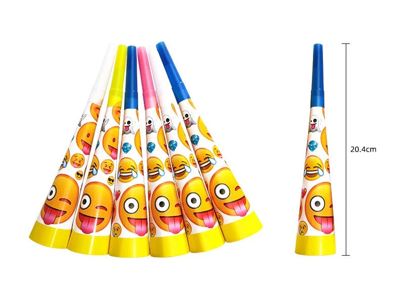 136-teiliges Emoji-Partygeschirr-Set mit lächelnden Gesichtern, Pappbecher und -teller, Einweggeschirr für Geburtstage, Feste und Feiern, Partydekoration