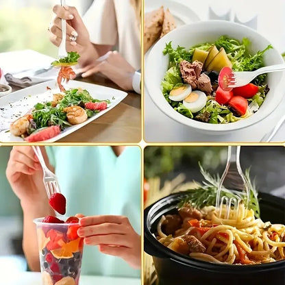 100 Stück/Packung Transparente Einweggabeln aus Kunststoff für Partys, Picknicks, Geburtstagsfeiern, Kuchen, Obst und Desserts