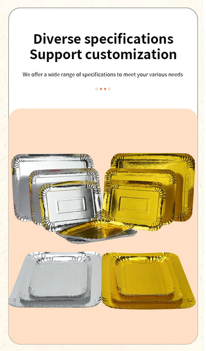 3er-Set Einweg-Servierplatten 🥂 – Gold & Silber, wasserdicht & fettabweisend für Party, Catering & Takeaway