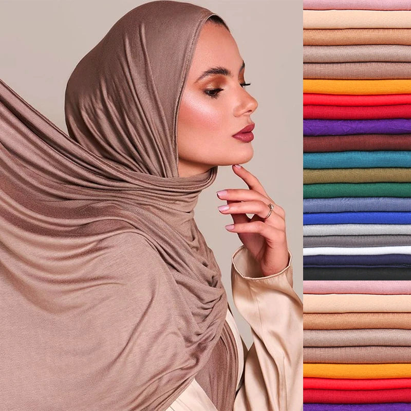 Damen Hijab Schal 🧕 – Weicher Modal Baumwolljersey Kopftuch, Einfarbig & Elegant