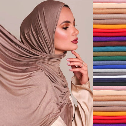 Damen Hijab Schal 🧕 – Weicher Modal Baumwolljersey Kopftuch, Einfarbig & Elegant