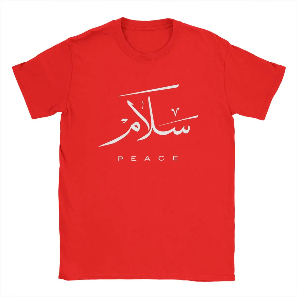 Friedens-T-Shirts mit moderner arabischer Kalligrafie, Herren-T-Shirts aus 100 % Baumwolle, Rundhalsausschnitt, Gruß zum Eid-Fest, islamische Kunst-T-Shirts, Kurzarm-Tops
