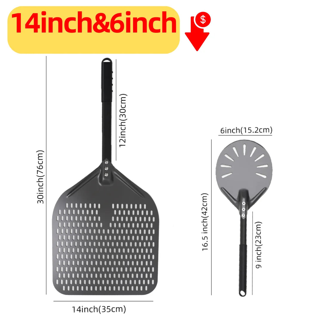 Aluminium Pizzaschieber 🍕 – 6”–14” Brotschieber & Pizzaofen-Wendeschaufel, Hart Eloxiertes Backwerkzeug für Küche & Pizzabackofen