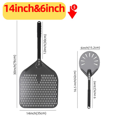 Aluminium Pizzaschieber 🍕 – 6”–14” Brotschieber & Pizzaofen-Wendeschaufel, Hart Eloxiertes Backwerkzeug für Küche & Pizzabackofen