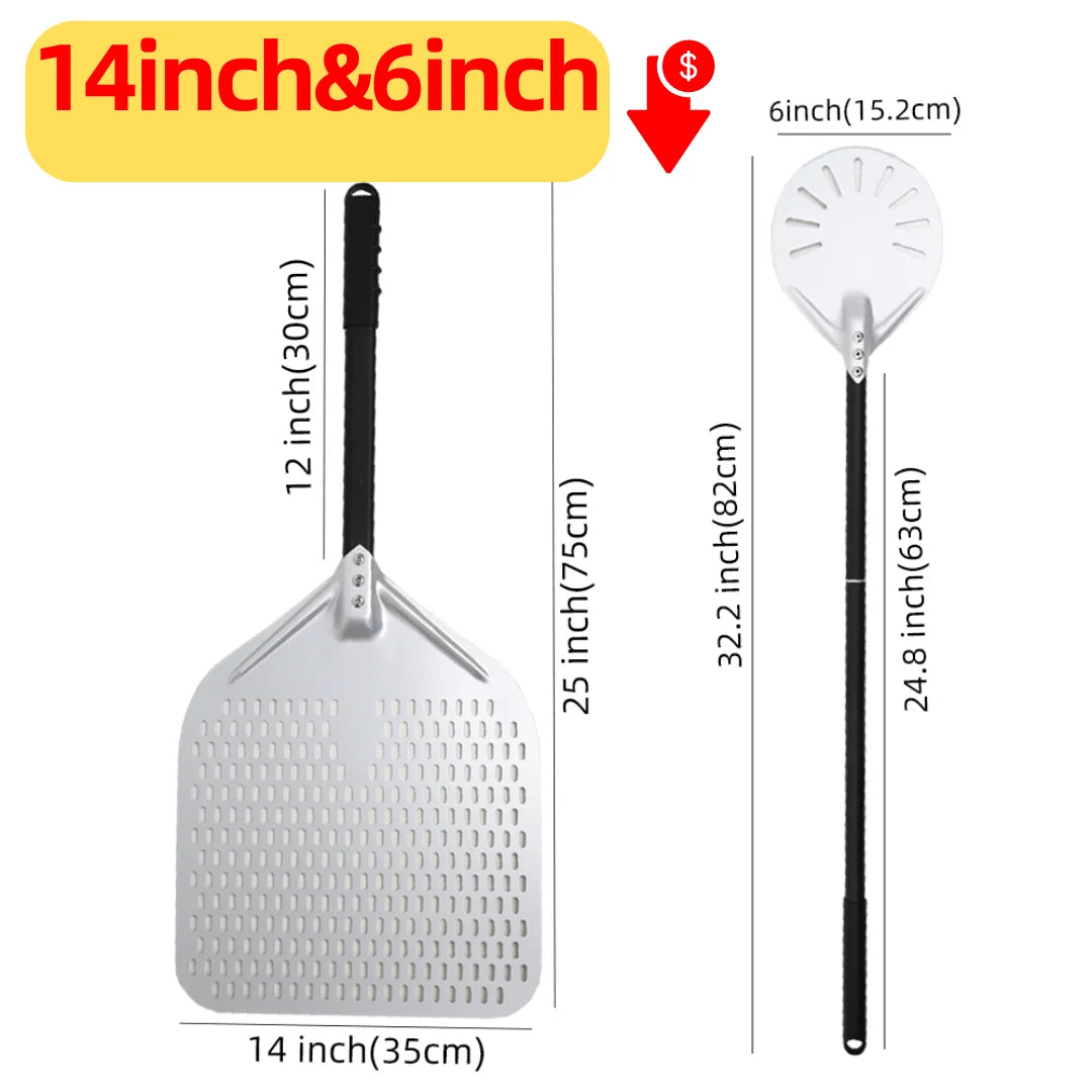 Aluminium Pizzaschieber 🍕 – 6”–14” Brotschieber & Pizzaofen-Wendeschaufel, Hart Eloxiertes Backwerkzeug für Küche & Pizzabackofen