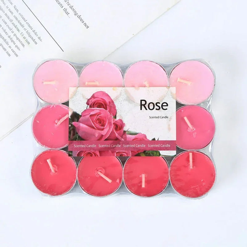 12er-Set Duftkerzen, Teelichter, runde Duftkerzen aus Wachs, romantische Heimdekoration, Party-/Hochzeitsaccessoires