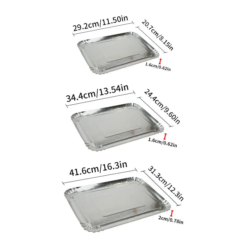 3er-Set Einweg-Servierplatten 🥂 – Gold & Silber, wasserdicht & fettabweisend für Party, Catering & Takeaway