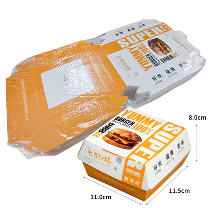 50/100 Stück Einweg-Burgerboxen 🍔 – Fettbeständige, lebensmittelechte Take-Away-Boxen für Fast Food