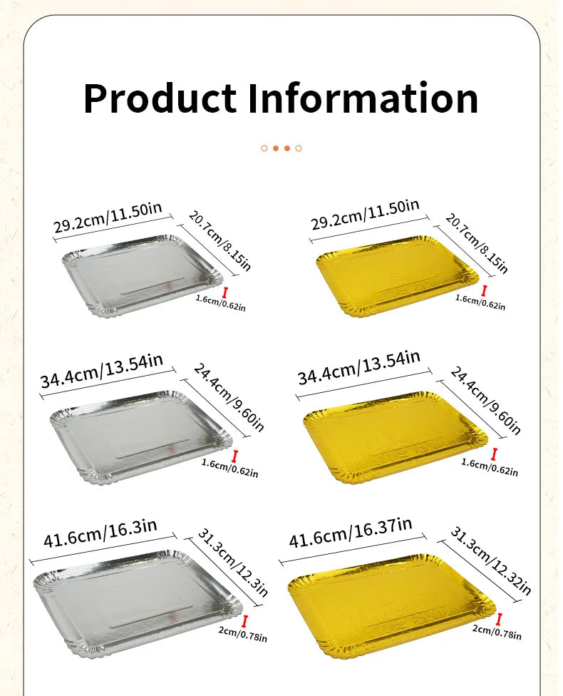 3er-Set Einweg-Servierplatten 🥂 – Gold & Silber, wasserdicht & fettabweisend für Party, Catering & Takeaway