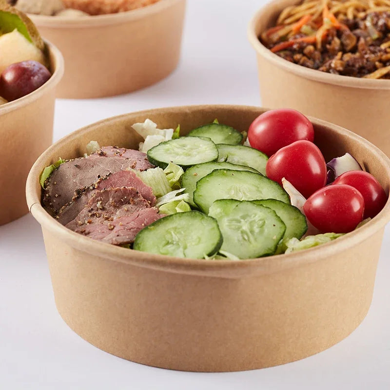 15 Stück Kraftpapier Schalen Becher Obstsalat Schale Kraft Behälter Salat Lebensmittelzubereitung Kraftbox Creme eis Snack Aufbewahrung 500 ml 750 ml
