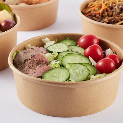 15 Stück Kraftpapier Schalen Becher Obstsalat Schale Kraft Behälter Salat Lebensmittelzubereitung Kraftbox Creme eis Snack Aufbewahrung 500 ml 750 ml