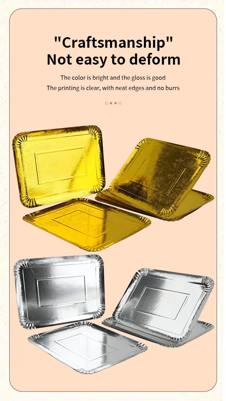 3er-Set Einweg-Servierplatten 🥂 – Gold & Silber, wasserdicht & fettabweisend für Party, Catering & Takeaway