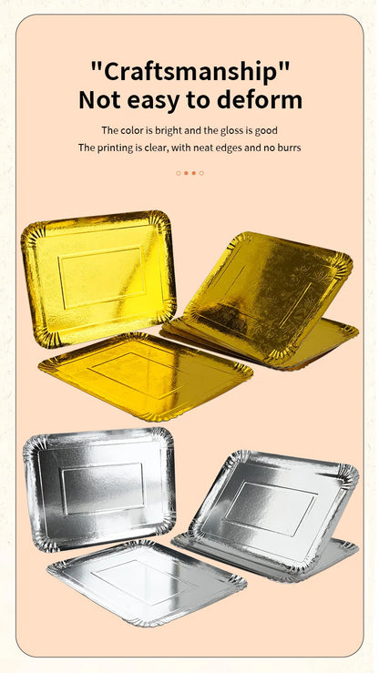 3er-Set Einweg-Servierplatten 🥂 – Gold & Silber, wasserdicht & fettabweisend für Party, Catering & Takeaway