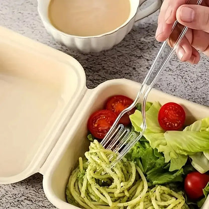 100 Stück/Packung Transparente Einweggabeln aus Kunststoff für Partys, Picknicks, Geburtstagsfeiern, Kuchen, Obst und Desserts