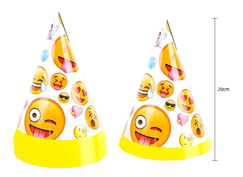 136-teiliges Emoji-Partygeschirr-Set mit lächelnden Gesichtern, Pappbecher und -teller, Einweggeschirr für Geburtstage, Feste und Feiern, Partydekoration