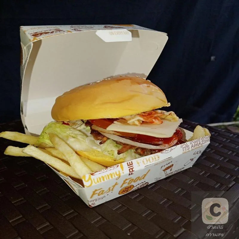 50/100 Stück Einweg-Burgerboxen 🍔 – Fettbeständige, lebensmittelechte Take-Away-Boxen für Fast Food