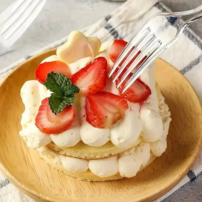 100 Stück/Packung Transparente Einweggabeln aus Kunststoff für Partys, Picknicks, Geburtstagsfeiern, Kuchen, Obst und Desserts