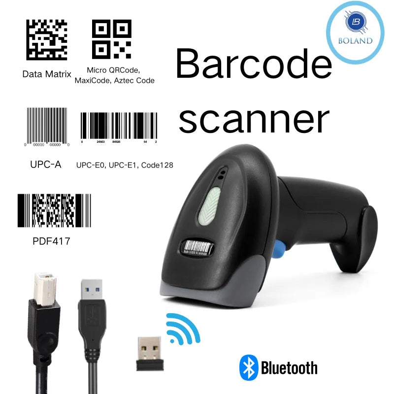 Kabelloser 2D/1D Barcode-Scanner 📡 – Bluetooth & USB QR-Code Handscanner für POS, Lager & Handel
