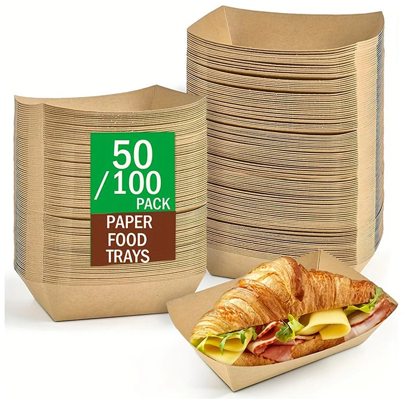 50 Stück Einweg-Snackschalen, Gebäckteller, Dessertteller aus Kraftpapier, ölbeständige Pappschalen, Partygeschirr