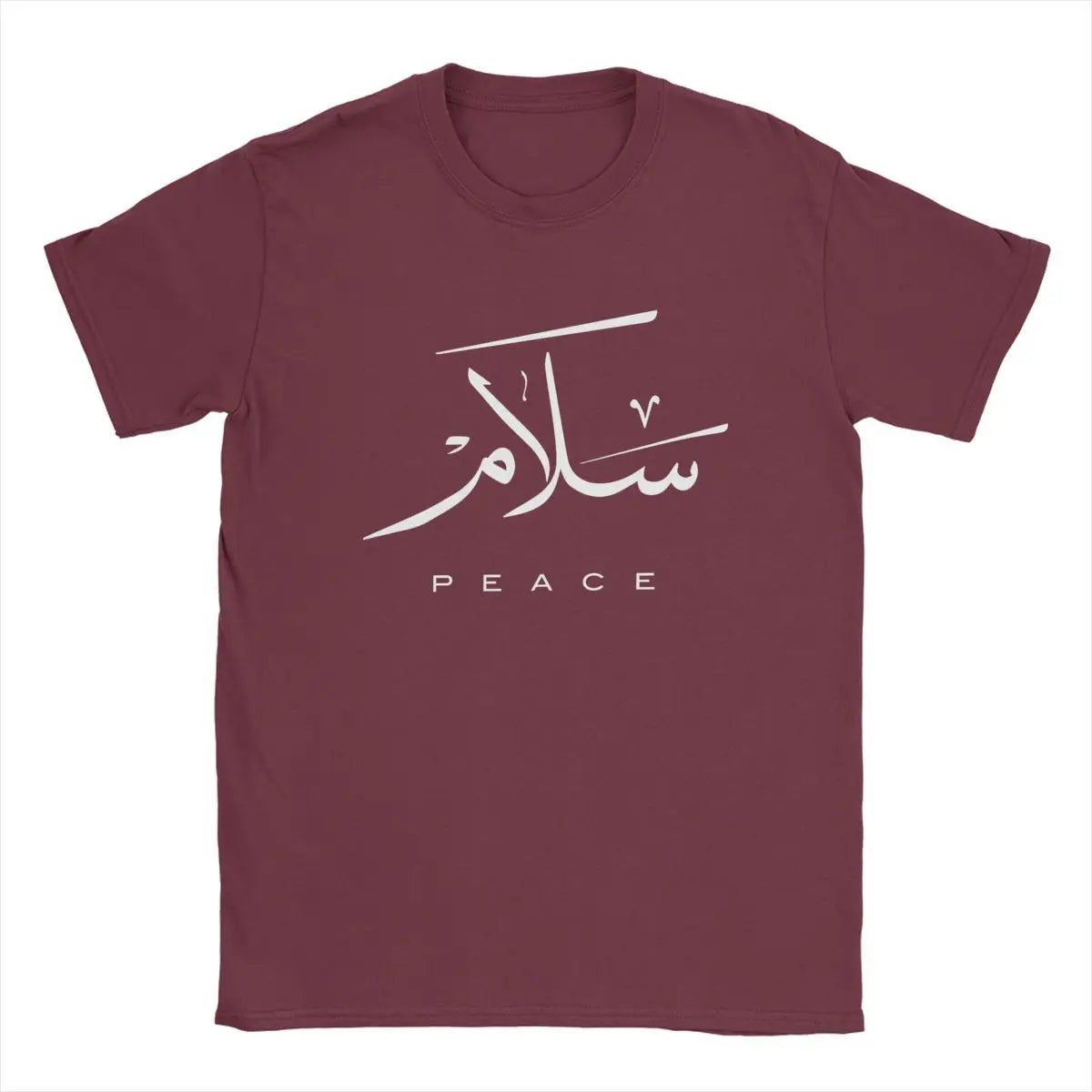 Friedens-T-Shirts mit moderner arabischer Kalligrafie, Herren-T-Shirts aus 100 % Baumwolle, Rundhalsausschnitt, Gruß zum Eid-Fest, islamische Kunst-T-Shirts, Kurzarm-Tops