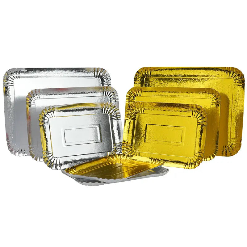 3er-Set Einweg-Servierplatten 🥂 – Gold & Silber, wasserdicht & fettabweisend für Party, Catering & Takeaway