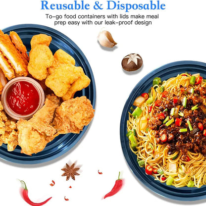 10er-Pack 24 OZ Mahlzeiten-Vorbereitungsbehälter rund Einwegbehälter mit Deckeln Bento-Box Erwachsenen-Lunchbox mikrowellen- und gefriersicher