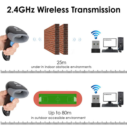 Kabelloser 2D/1D Barcode-Scanner 📡 – Bluetooth & USB QR-Code Handscanner für POS, Lager & Handel