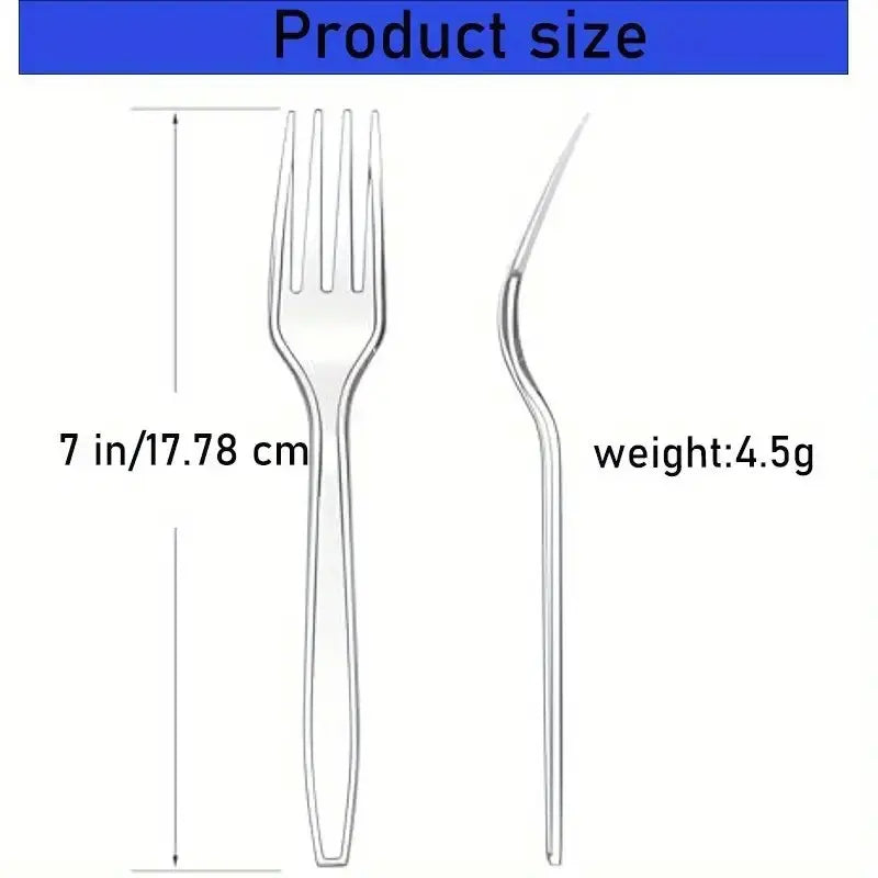 100 Stück/Packung Transparente Einweggabeln aus Kunststoff für Partys, Picknicks, Geburtstagsfeiern, Kuchen, Obst und Desserts