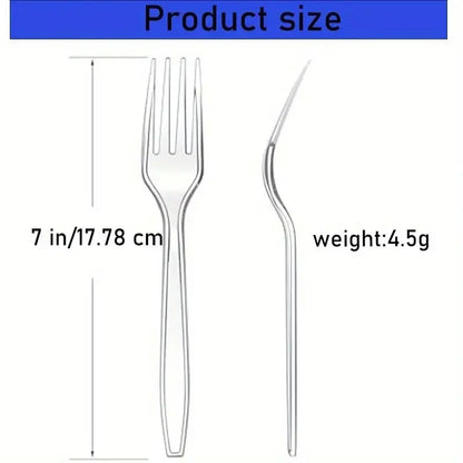 100 Stück/Packung Transparente Einweggabeln aus Kunststoff für Partys, Picknicks, Geburtstagsfeiern, Kuchen, Obst und Desserts