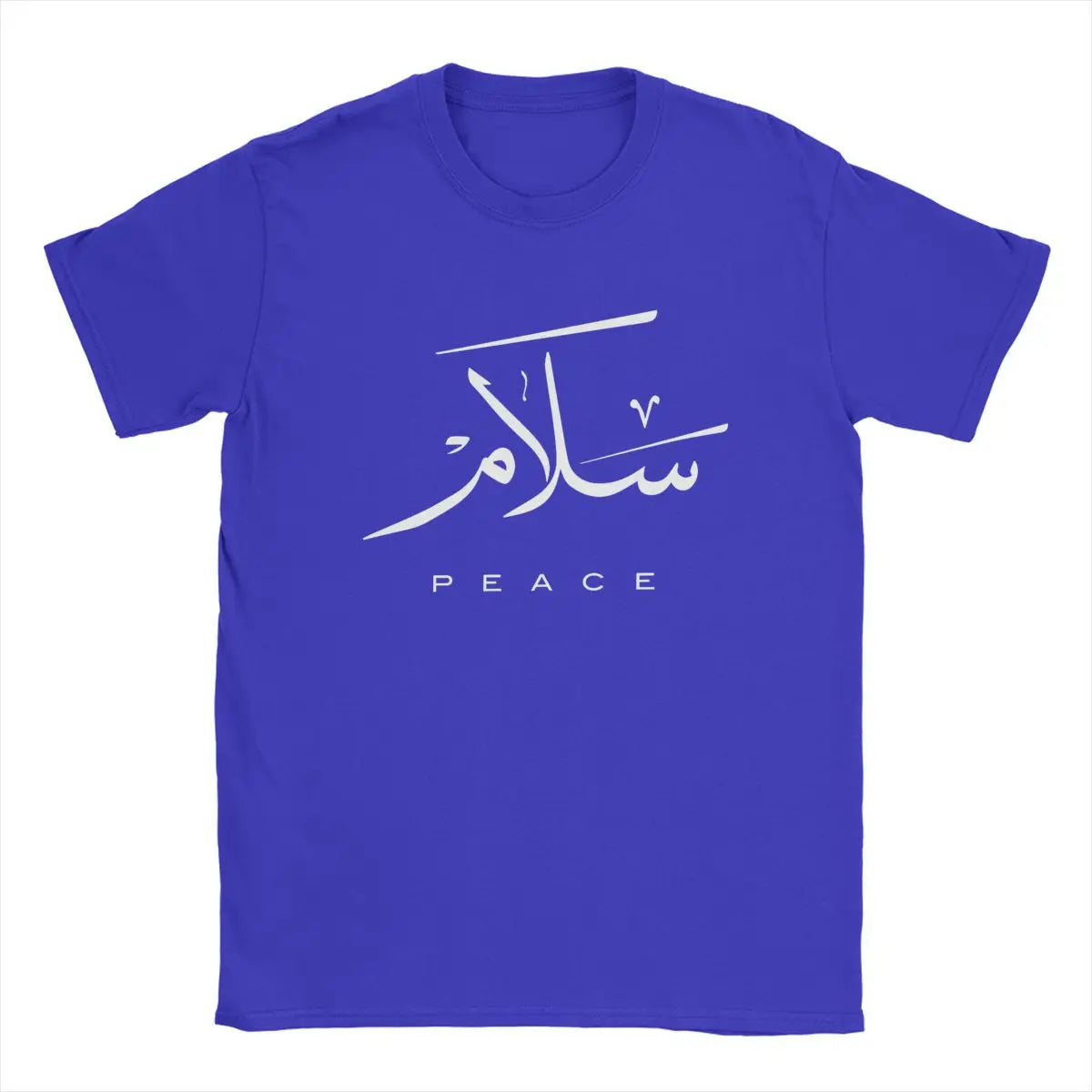 Friedens-T-Shirts mit moderner arabischer Kalligrafie, Herren-T-Shirts aus 100 % Baumwolle, Rundhalsausschnitt, Gruß zum Eid-Fest, islamische Kunst-T-Shirts, Kurzarm-Tops