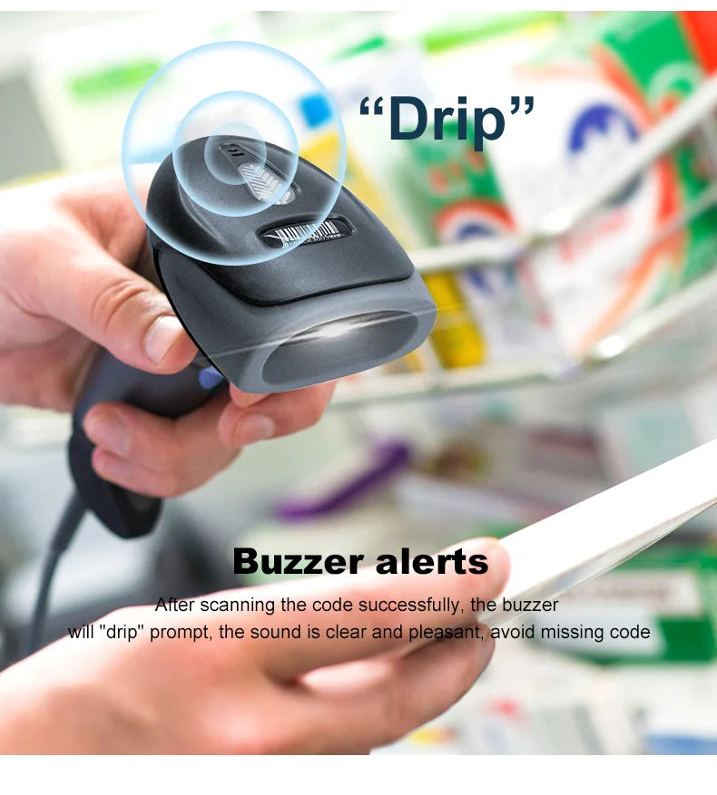 Kabelloser 2D/1D Barcode-Scanner 📡 – Bluetooth & USB QR-Code Handscanner für POS, Lager & Handel