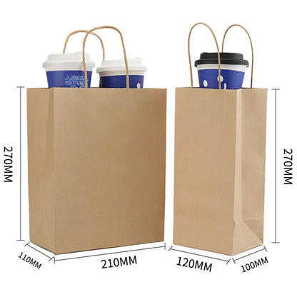 Kraft-Papiertüten mit Griffen, recycelbare Takeaway-Brot- und Kraftüte, braune Papier-Geschenktüte für kleine Unternehmen, Geburtstag, Hochzeit, Party