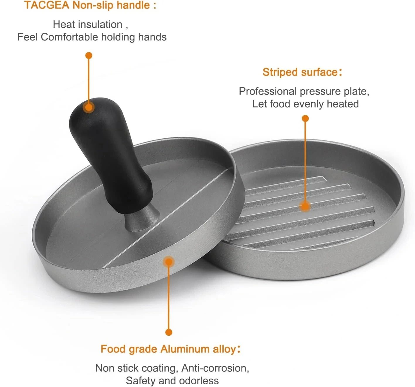 Burgerpresse mit Antihaftbeschichtung 🍔 – Aluminium Küchen- & Grillpresse inkl. Wachspapier