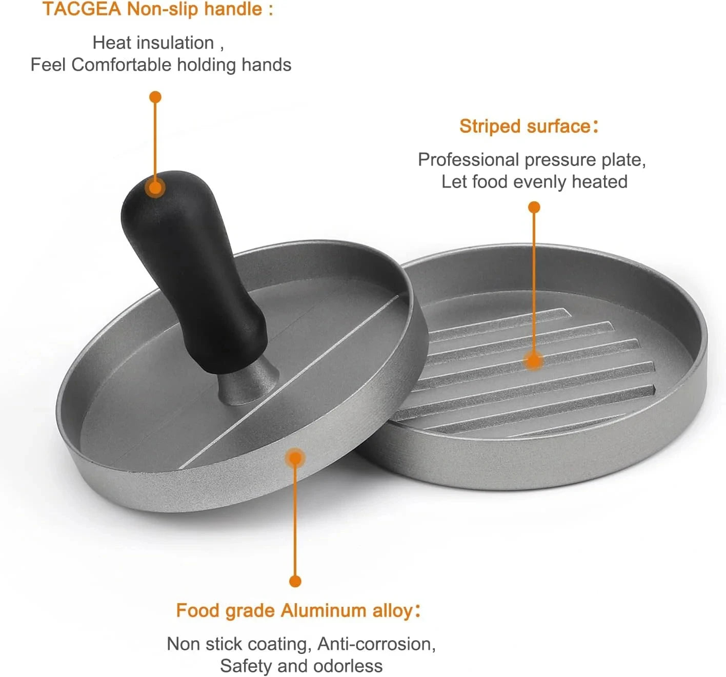 Burgerpresse mit Antihaftbeschichtung 🍔 – Aluminium Küchen- & Grillpresse inkl. Wachspapier