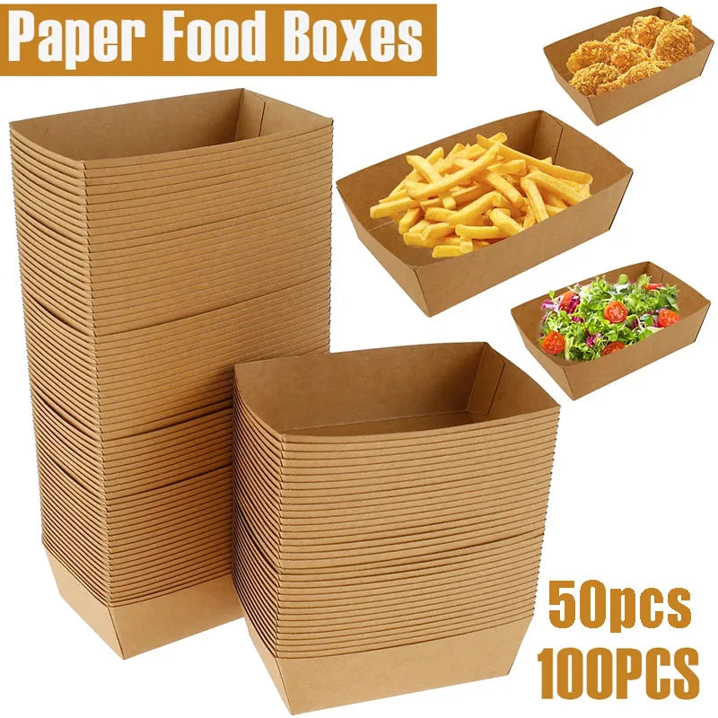 Einweg-Papier-Lebensmittelbehälter 🍟 – Stabile, langlebige Papierschalen für Pommes, Burger, Partys & Picknick