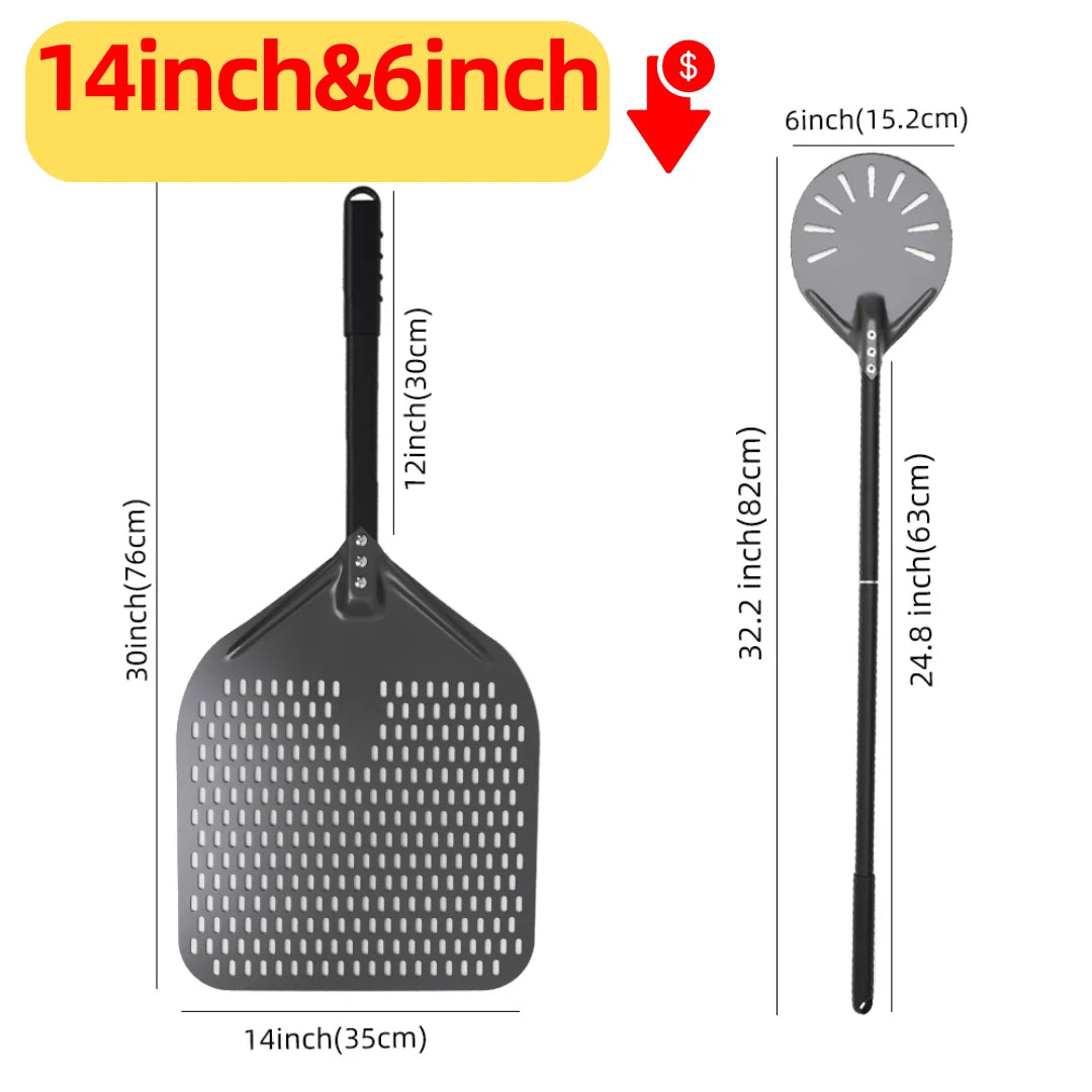 Aluminium Pizzaschieber 🍕 – 6”–14” Brotschieber & Pizzaofen-Wendeschaufel, Hart Eloxiertes Backwerkzeug für Küche & Pizzabackofen