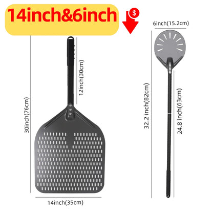 Aluminium Pizzaschieber 🍕 – 6”–14” Brotschieber & Pizzaofen-Wendeschaufel, Hart Eloxiertes Backwerkzeug für Küche & Pizzabackofen