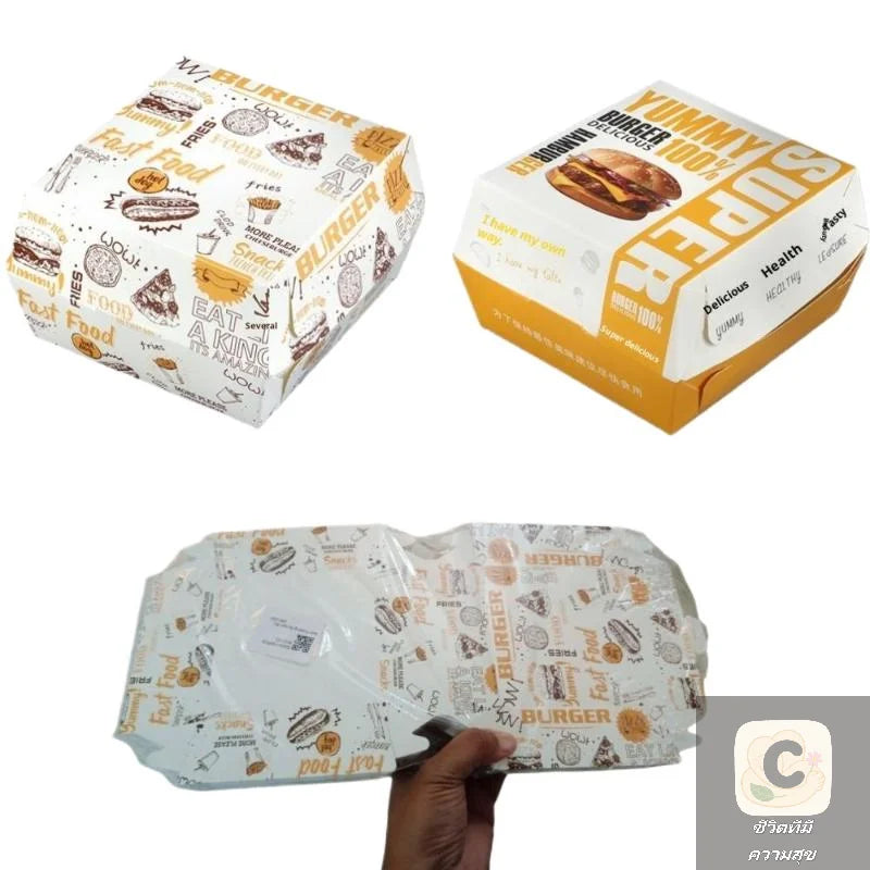50/100 Stück Einweg-Burgerboxen 🍔 – Fettbeständige, lebensmittelechte Take-Away-Boxen für Fast Food