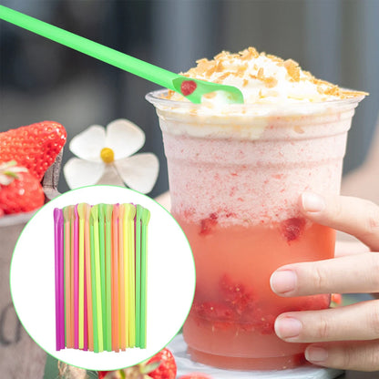 50–2000 Stück Getränkelöffel-Strohhalme, farbig, für Milchshakes und Smoothies, ideal für Partys, Bars und Geburtstage (Großhandel)