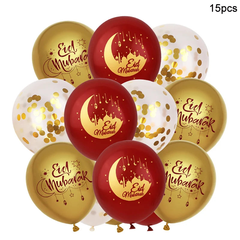 15–30 Stück Eid Mubarak Ballons 🌙⭐ – Mond- & Stern-Latexballons für Ramadan Kareem & Islamische Festtagsdekoration 2026