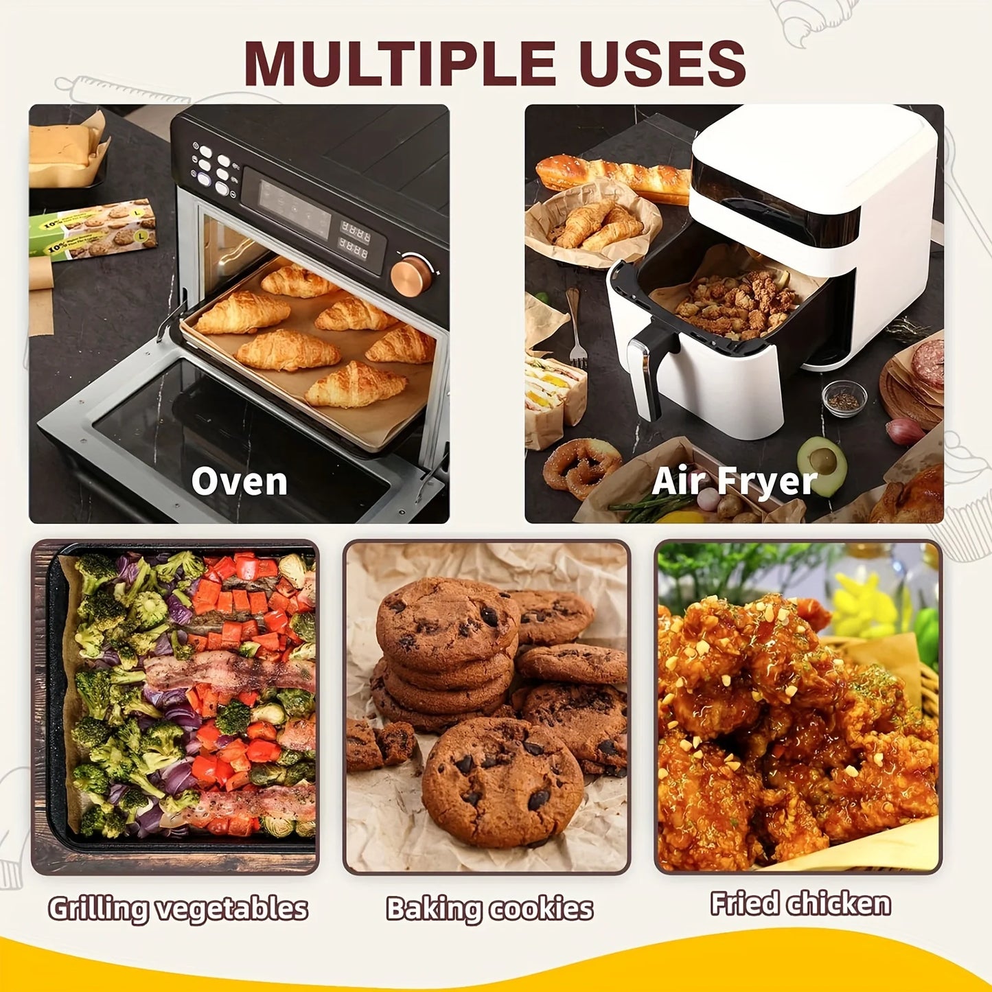 5–20 m Backpapier Rolle 🍪 – Antihaftbeschichtet & vorgeschnitten für Backofen, Airfryer & Grill