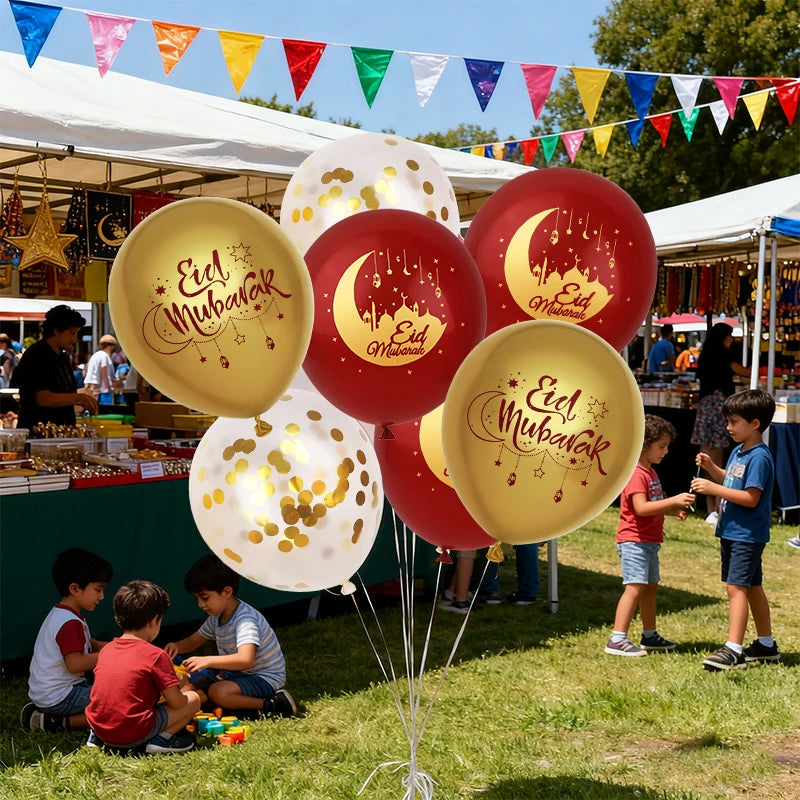 15–30 Stück Eid Mubarak Ballons 🌙⭐ – Mond- & Stern-Latexballons für Ramadan Kareem & Islamische Festtagsdekoration 2026