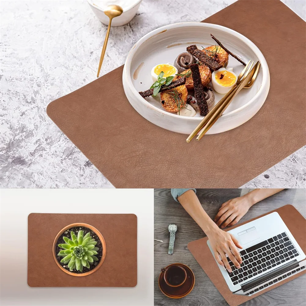 Kunstleder Tischsets Set 🍽️ – Quadratisch, isolierend für Küche, Esszimmer & Restaurant (1/4/6 Stück)