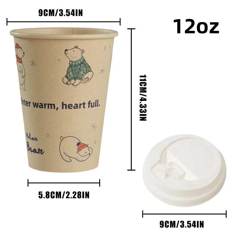 8–16oz Einweg-Kaffeebecher ☕ – Doppelwandige Kraftpapier-Becher mit Deckel für Heiß- & Kaltgetränke To-Go
